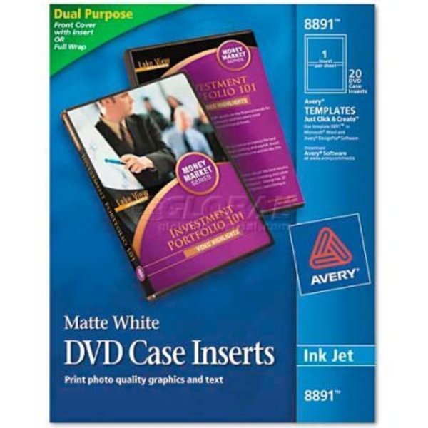 Avery Dennison Avery Inkjet DVD Case Inserts, Matte White, 20/Pack 8891